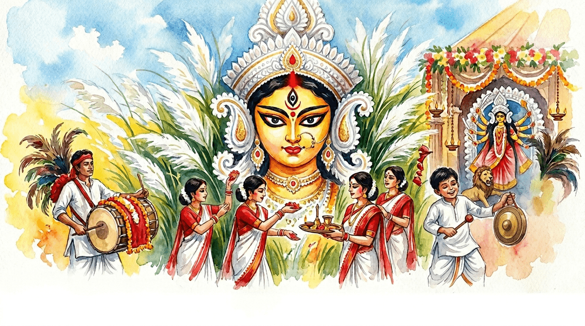 Durga Puja celebration illustration